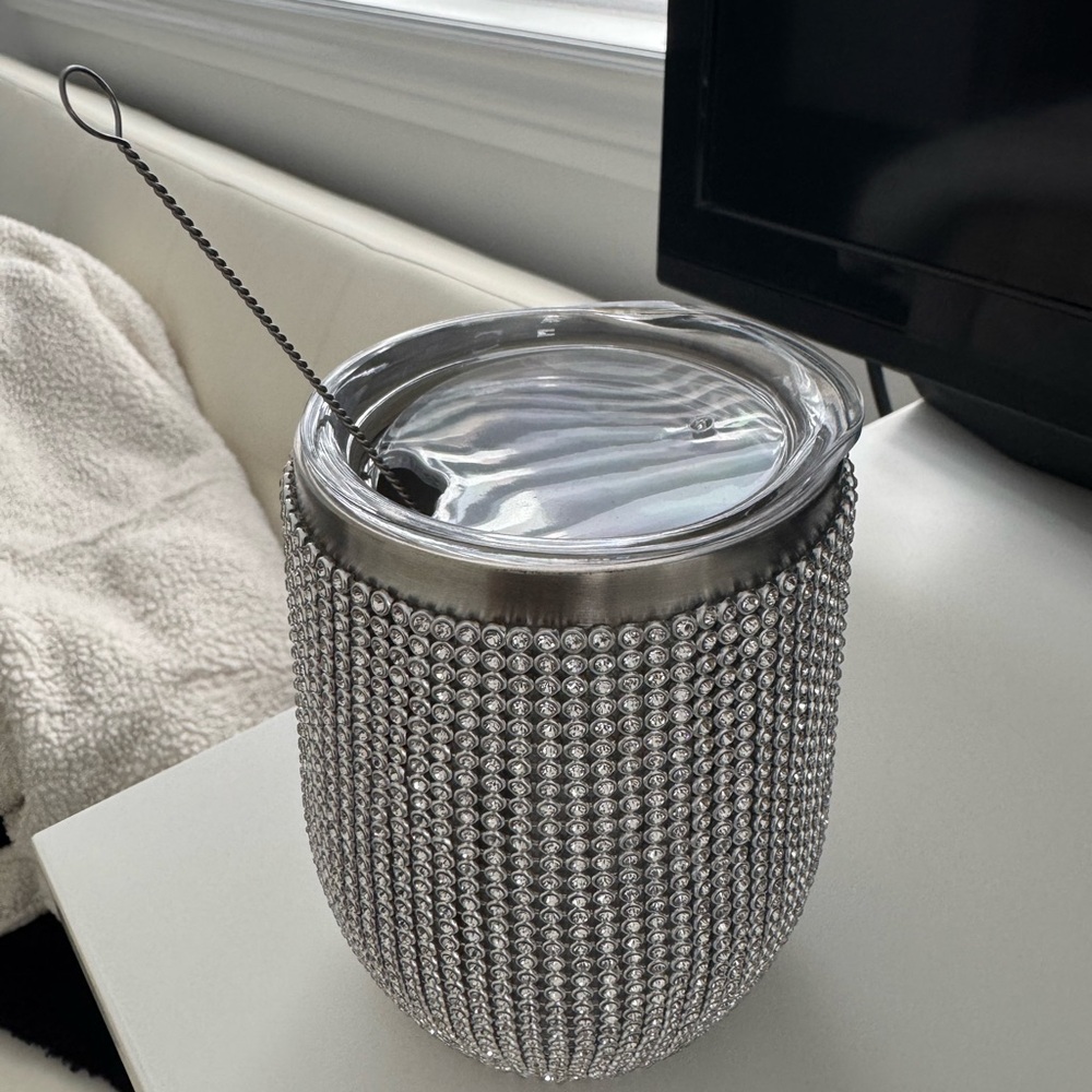 Silver Rhinestone thermos cup
